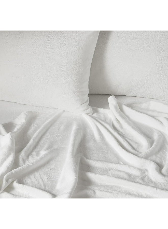 HYPREST Flannel Sheets Queen, Deep Pocket Queen Sheets Up to 24" Inches，250 GSM Velvet Plush Fleece Warm No Slip Bed Sheet Sets White - Image 4